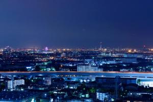 Uma visão geral de Amagasaki ou uma vista da cidade tirada do hotel