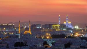 - Vistas a una ciudad por la noche con mezquitas en Al Murooj Grand Hotel, en Mascate