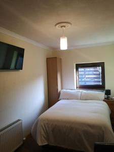 1 dormitorio con 1 cama y TV de pantalla plana en Granville Guest House, en Dyce