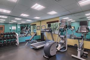 een fitnessruimte met loopbanden en crosstrainers bij Holiday Inn Express & Suites Austin NW - Four Points, an IHG Hotel in Four Points