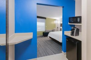 um quarto com uma cama e uma televisão em Holiday Inn Express & Suites- Sugar Land SE - Missouri City, an IHG Hotel em Missouri City