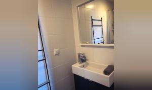 a bathroom with a sink and a mirror at Queens Beachhouse in Zandvoort