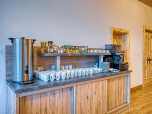 a kitchen with a counter with a coffee machine at Strama Kościelisko in Kościelisko