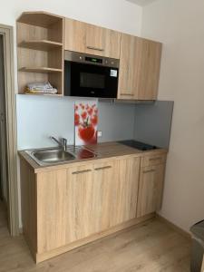 Una cocina o kitchenette en Stadthotel Geis