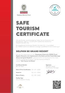 Un certificado, premio, cartel u otro documento en Delphin BE Grand Resort