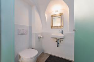 ein Bad mit einem WC und einem Waschbecken in der Unterkunft Smile Apartments zum Goldenen Strauß in Dürnstein