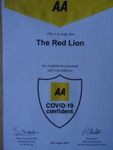 Et logo, certifikat, skilt eller en pris der bliver vist frem på The Red Lion Hawkshaw