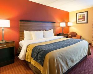 a hotel room with a large bed and two lamps at Comfort Inn in Oxon Hill