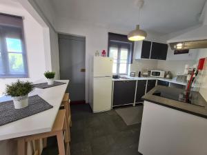 a kitchen with a white refrigerator and a sink at NinePlace by LouzanPlace's in Lousã