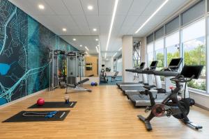 - une salle de sport avec tapis de course et matériel d'exercice dans l'établissement Hyatt Place National Harbor, à National Harbor