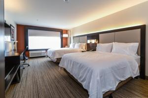 Holiday Inn Express & Suites Allen Park, an IHG Hotel في Allen Park: غرفة فندقية بسريرين وتلفزيون بشاشة مسطحة