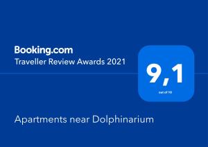 Apartments near Dolphinarium的證明、獎勵、獎狀或其他證書