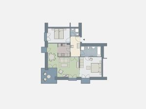 The floor plan of Kaiservillen Heringsdorf - Ferienwohnung mit 2 Schlafzimmern und Balkon D222