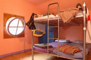 Tempat tidur susun dalam kamar di Funny Farm Backpackers