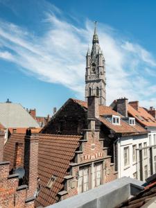 Uma visão geral de Gent ou uma vista da cidade tirada do apartamento