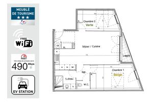 Apgyvendinimo įstaigos NOUVEAU - Jungle Montpeul - Clim - Wifi fibre - Netflix - 5' du centre et gare - Parking - Loggia - 15' des plages aukšto planas