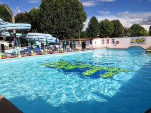 - une piscine avec une carte de la terre dans l'eau dans l'établissement Hotel Il Boschetto, à Pistoia