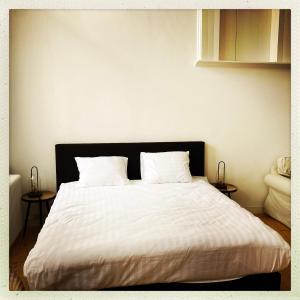 a bedroom with a white bed with two pillows at Cleen Rochelle in Middelburg