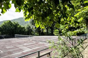 una pista de tenis con red y algunos árboles en Lucca Cycling Holidays Il Tiglio Rooms, en Lucca