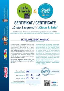 een flyer voor een hotelpatiënt die nu verdrietig is bij Prezident Hotel in Novi Sad