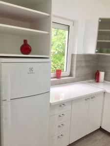 Una cocina o kitchenette en Flair Apartmanház