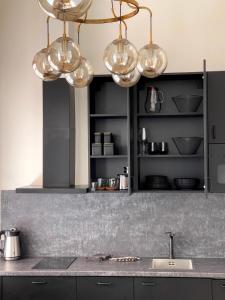 Una cocina o kitchenette en Liepaja Center Theater Apartments