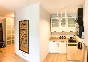 A kitchen or kitchenette at apartament Forest Karpacz