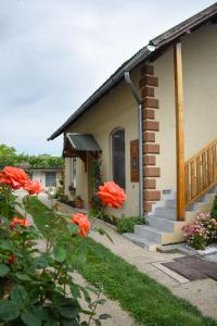 a small house with orange flowers in front of it at Golden BIS, Subotica in Subotica