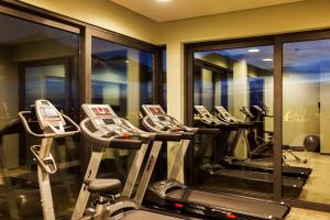 a row of cardio machines in a gym at Vitoria Stone Hotel in Évora