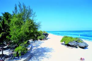 - une plage avec des chaises, des arbres et l'océan dans l'établissement Leopard Beach Resort and Spa, à Diani Beach