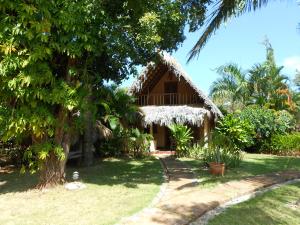 Um jardim em Casa 3 amigos-Palm roofed house