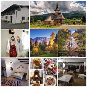 een collage van foto's met een kerk en een huis bij Casa Firuta Borsa in Borşa