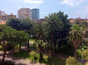 einen Park mit Palmen in einer Stadt in der Unterkunft Hotel Giardino in Follonica