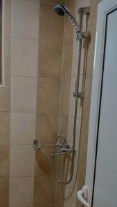 un bagno con doccia e porta in vetro di LILIYA Apartment a Pleven