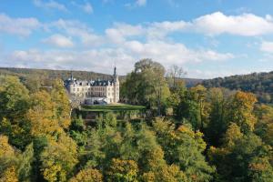 um velho castelo no meio de uma floresta em Le Château de Mirwart em Mirwart