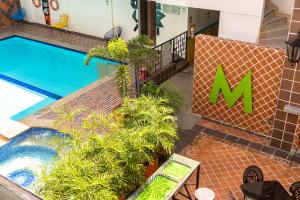 - une vue sur la piscine avec des plantes dans l'établissement Hotel Millenium Victoria Plaza, à Cúcuta