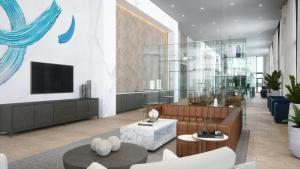 Global Luxury Suites Miami Worldcenter tesisinde bir televizyon ve/veya eğlence merkezi