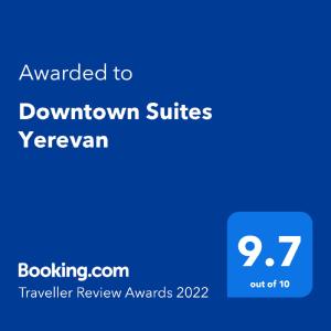 Vottorð, verðlaun, skilti eða annað skjal til sýnis á Downtown Suites Yerevan