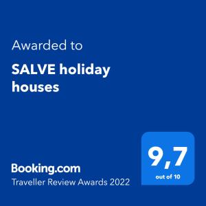 Certificat, premi, rètol o un altre document de SALVE holiday houses