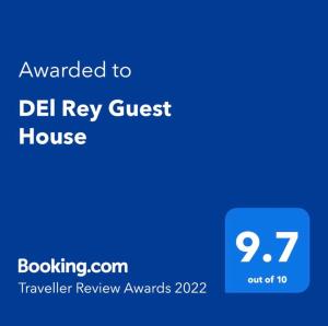 ใบรับรอง รางวัล เครื่องหมาย หรือเอกสารอื่น ๆ ที่จัดแสดงไว้ที่ DEl Rey Guest House