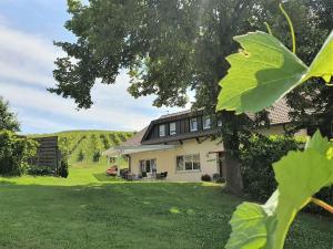 ein Haus mit einem grünen Garten davor in der Unterkunft Gästehaus Wörner in Durbach