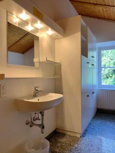 a bathroom with a sink and a mirror at Hotel&Hostel Montarina in Lugano