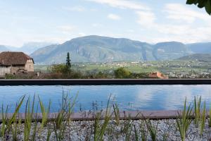 uma piscina com vista para as montanhas em Ansitz Montani Eppan em Appiano sulla Strada del Vino