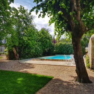 una piscina con 2 sillas y un árbol en Le Clos d'Amboise, en Amboise