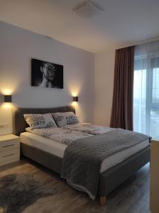 Cama ou camas em um quarto em Armony Apartament Timisoara