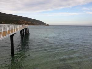 molo w wodzie obok oceanu w obiekcie Setúbal Health Beach w mieście Setúbal