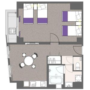 a floor plan of a house with purple at Hotel S-Presso West - Vacation STAY 9085 in Osaka