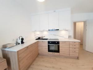 Virtuvė arba virtuvėlė apgyvendinimo įstaigoje Apartamenty Aleksandry _ Flotylla