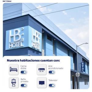 un edificio con el logotipo del hotel de adobe hbc en Hotel Blu Cúcuta, en Cúcuta