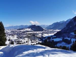 einen Blick vom Gipfel eines Berges im Schnee in der Unterkunft Sunrise Belvedere Pfronten in Pfronten